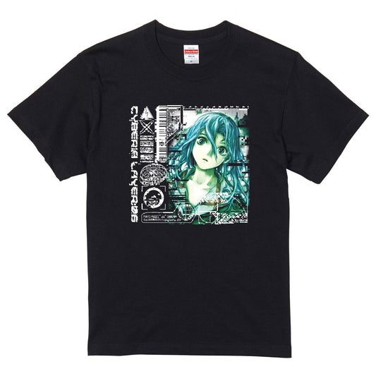 Serial Experiments Lain x messa Cyberia Layer:06 Subliminal Aurora T-Shirt in Black - official product photo 1