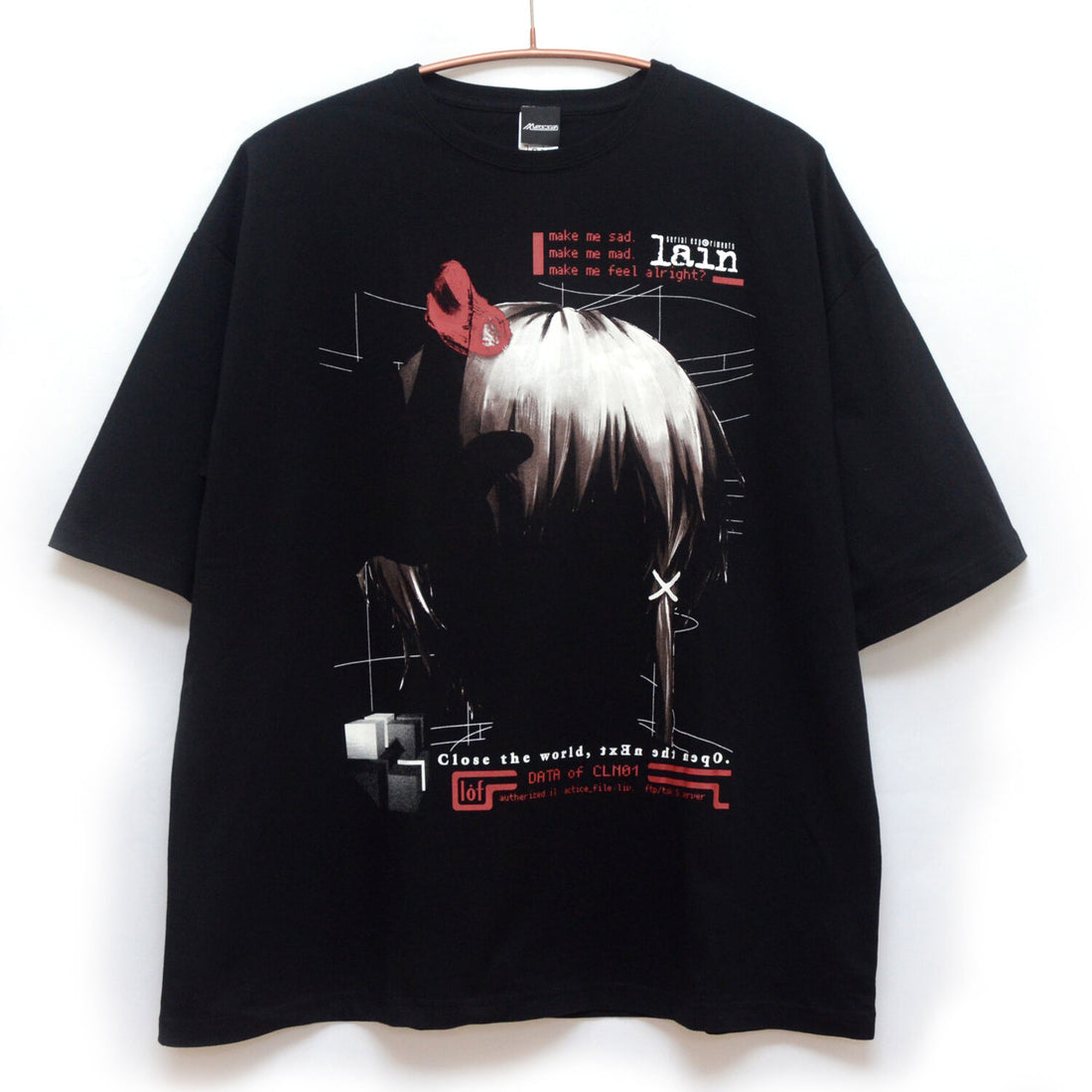 Serial Experiments Lain x messa Lain Iwakura Blood Trail Oversized T-Shirt in Black - official product photo 1