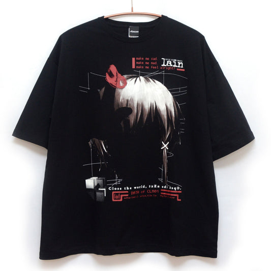 Serial Experiments Lain x messa Lain Iwakura Blood Trail Oversized T-Shirt in Black - official product photo 1
