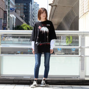 Serial Experiments Lain x messa Lain Iwakura Blood Trail Oversized T-Shirt in Black - official product photo 7
