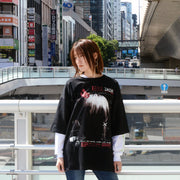 Serial Experiments Lain x messa Lain Iwakura Blood Trail Oversized T-Shirt in Black - official product photo 10