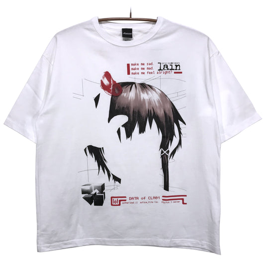 Serial Experiments Lain x messa Lain Iwakura Blood Trail Oversized T-Shirt in White - official product photo 1