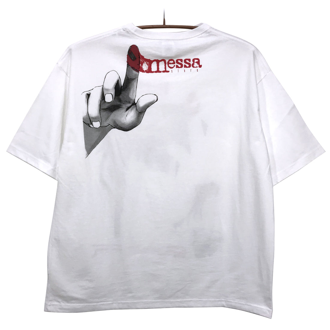 Serial Experiments Lain x messa Lain Iwakura Blood Trail Oversized T-Shirt in White - official product photo 2