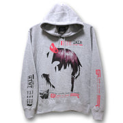 Serial Experiments Lain x messa Lain Iwakura Blood Trail Pullover Hoodie in Gray - official product photo 1
