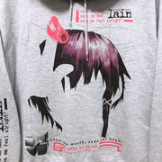 Serial Experiments Lain x messa Lain Iwakura Blood Trail Pullover Hoodie in Gray - official product photo 3