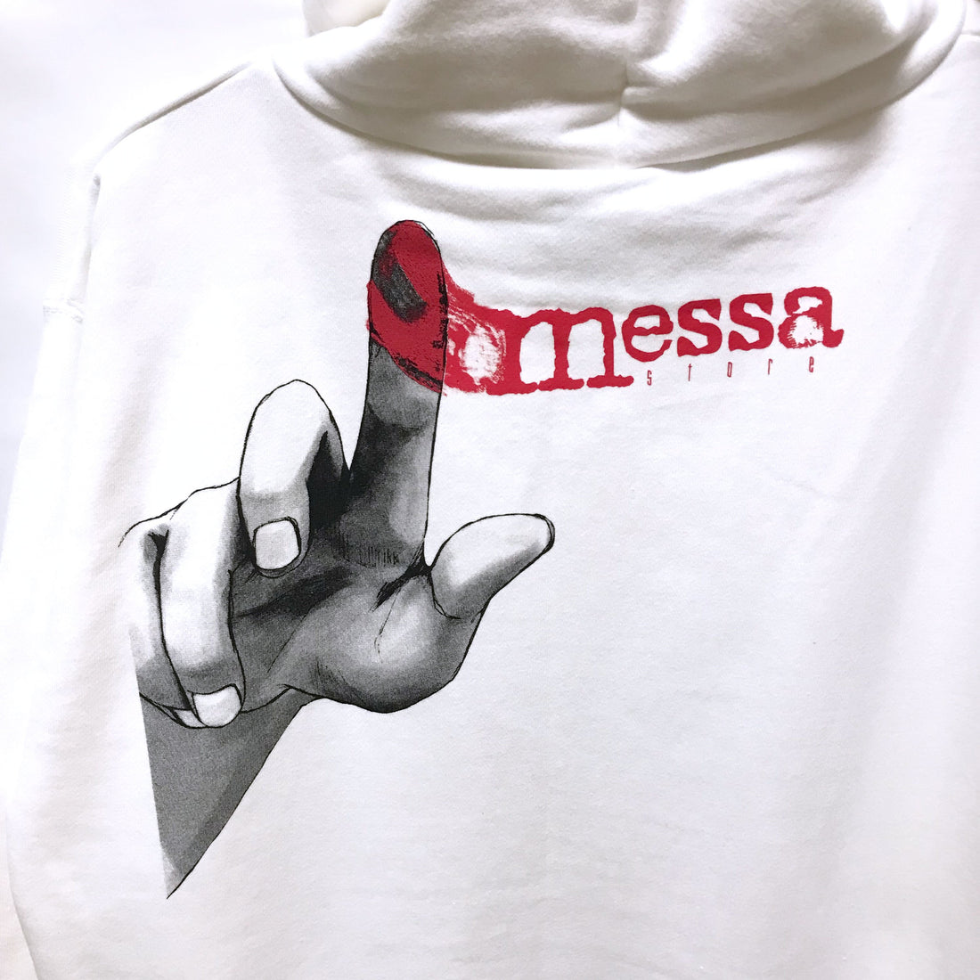 Serial Experiments Lain x messa Lain Iwakura Blood Trail Pullover Hoodie in White - official product photo 4