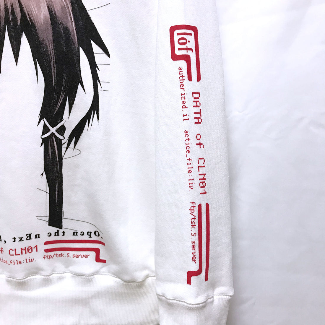 Serial Experiments Lain x messa Lain Iwakura Blood Trail Pullover Hoodie in White - official product photo 6
