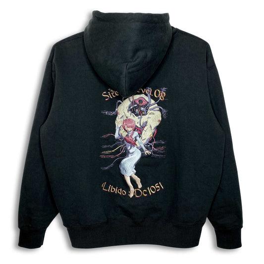 Serial Experiments Lain x messa Lain Iwakura DC1051 Embroidered Zip Hoodie in Black - official product photo 1