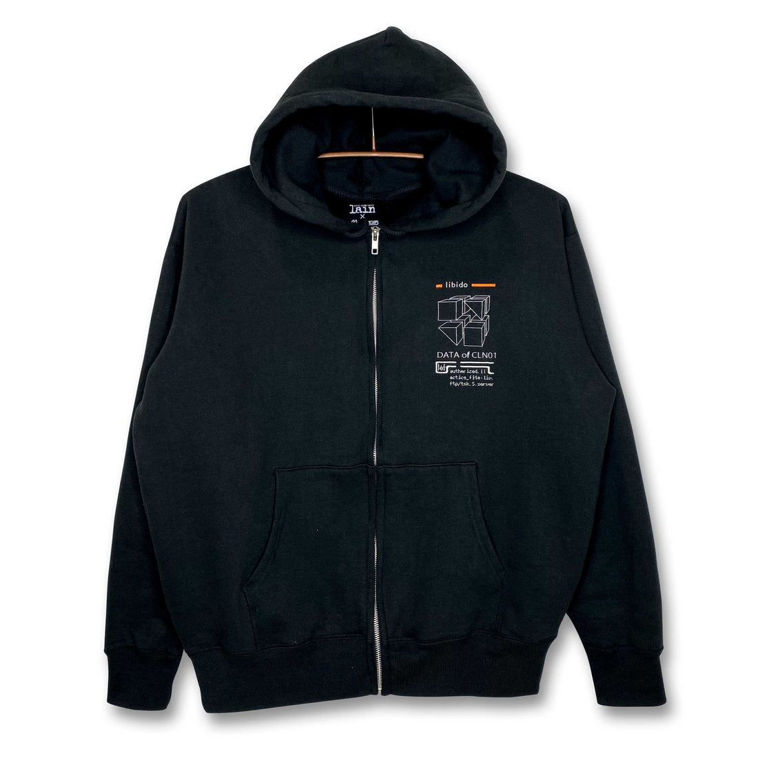 Serial Experiments Lain x messa Lain Iwakura DC1051 Embroidered Zip Hoodie in Black - official product photo 2