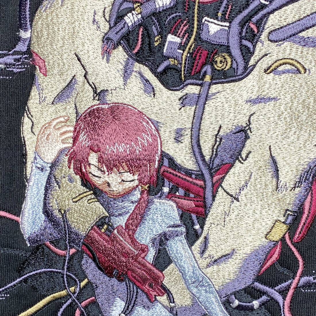 Serial Experiments Lain x messa Lain Iwakura DC1051 Embroidered Zip Hoodie in Black - official product photo 4