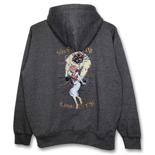 Serial Experiments Lain x messa Lain Iwakura DC1051 Embroidered Zip Hoodie in Sumi - official product photo 1