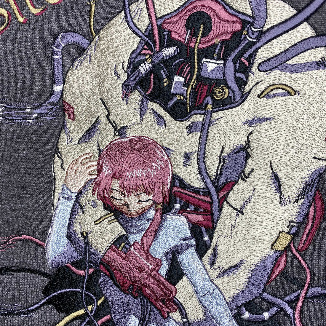 Serial Experiments Lain x messa Lain Iwakura DC1051 Embroidered Zip Hoodie in Sumi - official product photo 4