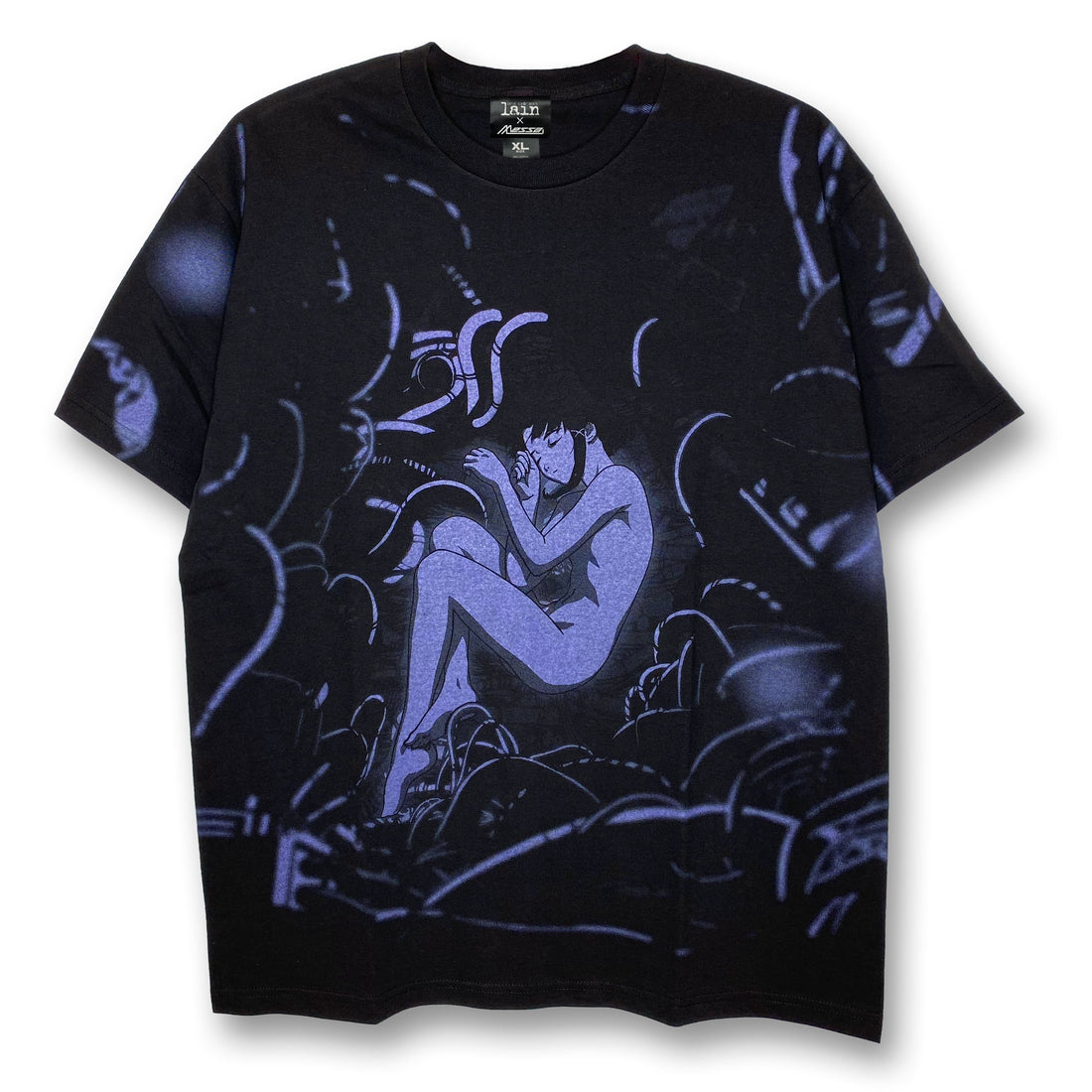 Serial Experiments Lain x messa Lain Iwakura Distant Night T-Shirt in Black - official product photo 1