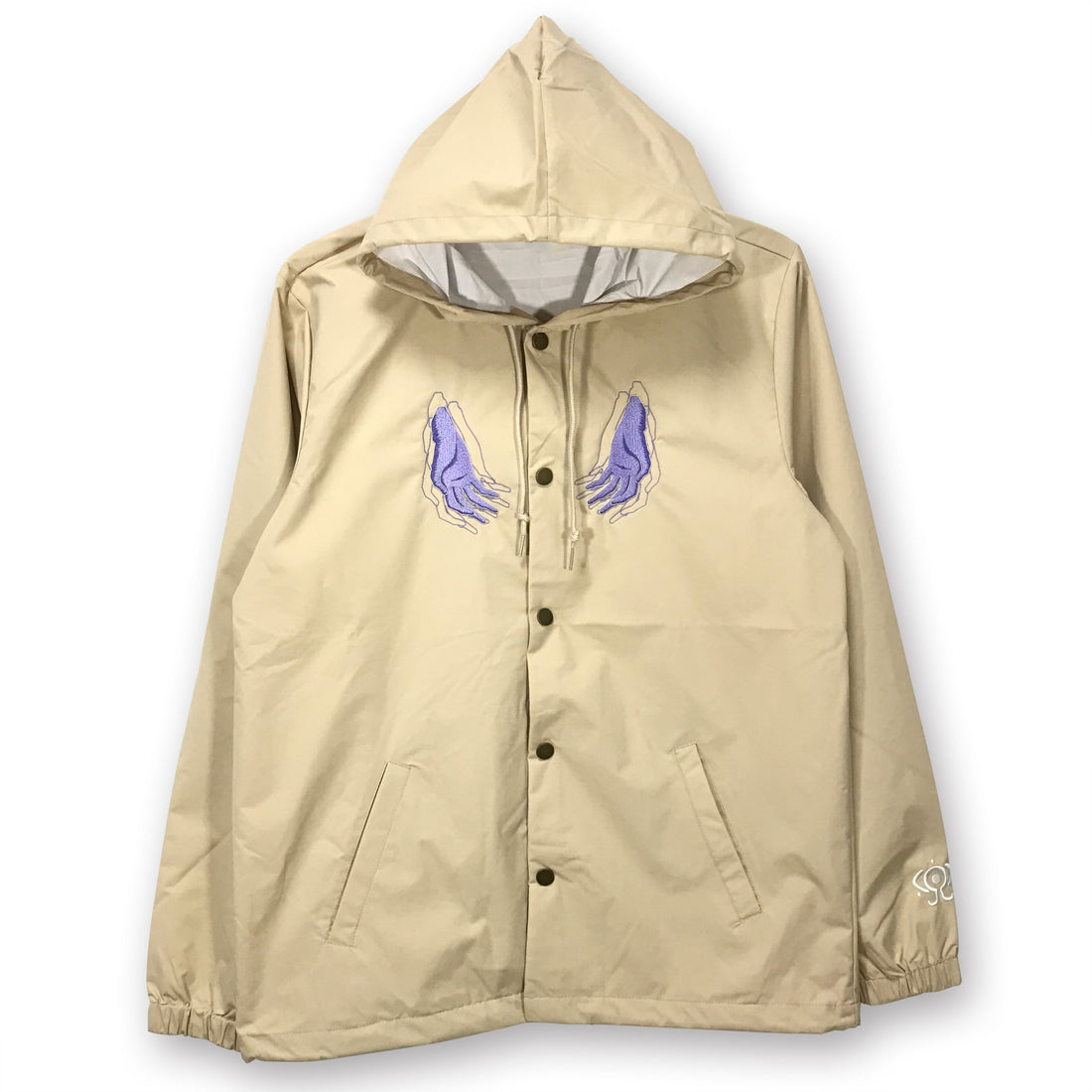 Serial Experiments Lain x messa Lain Iwakura Embroidered Hooded Jacket in Beige - official product photo 2