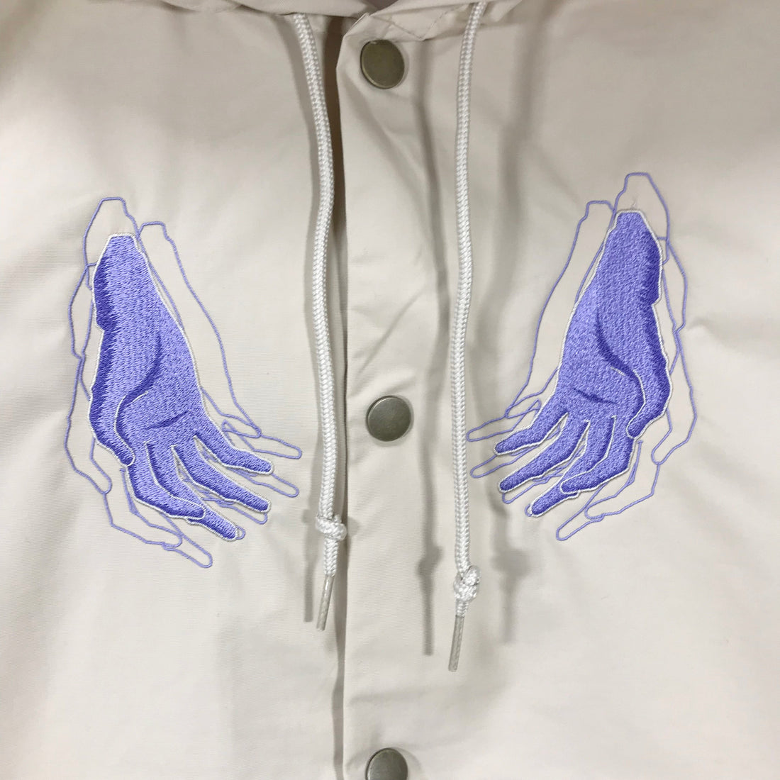 Serial Experiments Lain x messa Lain Iwakura Embroidered Hooded Jacket in Beige - official product photo 4