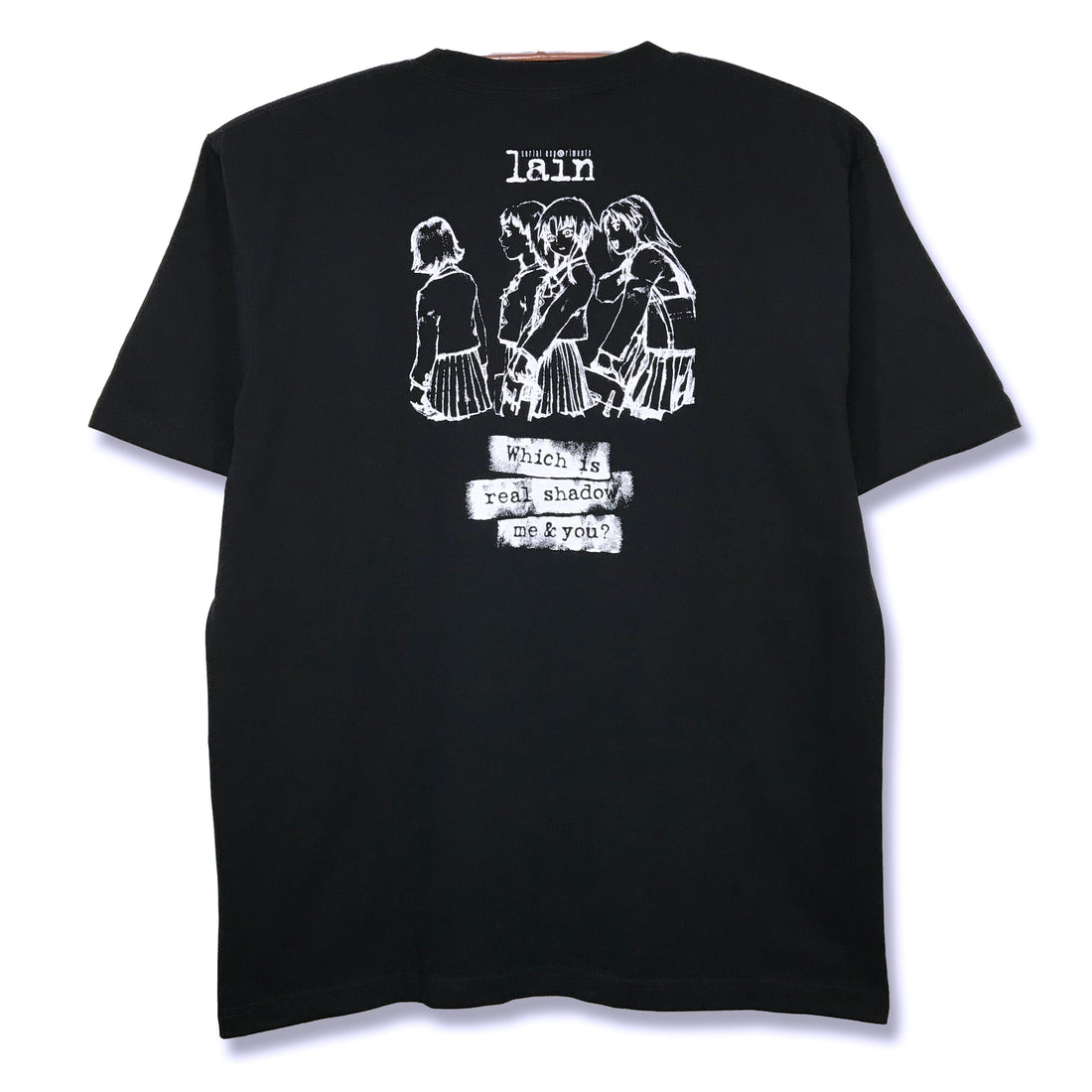 Serial Experiments Lain x messa Lain Iwakura Shadow T-Shirt in Black - official product photo 2