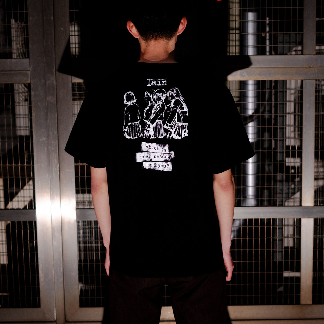 Serial Experiments Lain x messa Lain Iwakura Shadow T-Shirt in Black - official product photo 4