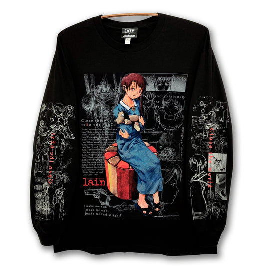 Serial Experiments Lain x messa Lain Iwakura She Knows... Long-Sleeve T-Shirt in Black - official product photo 1