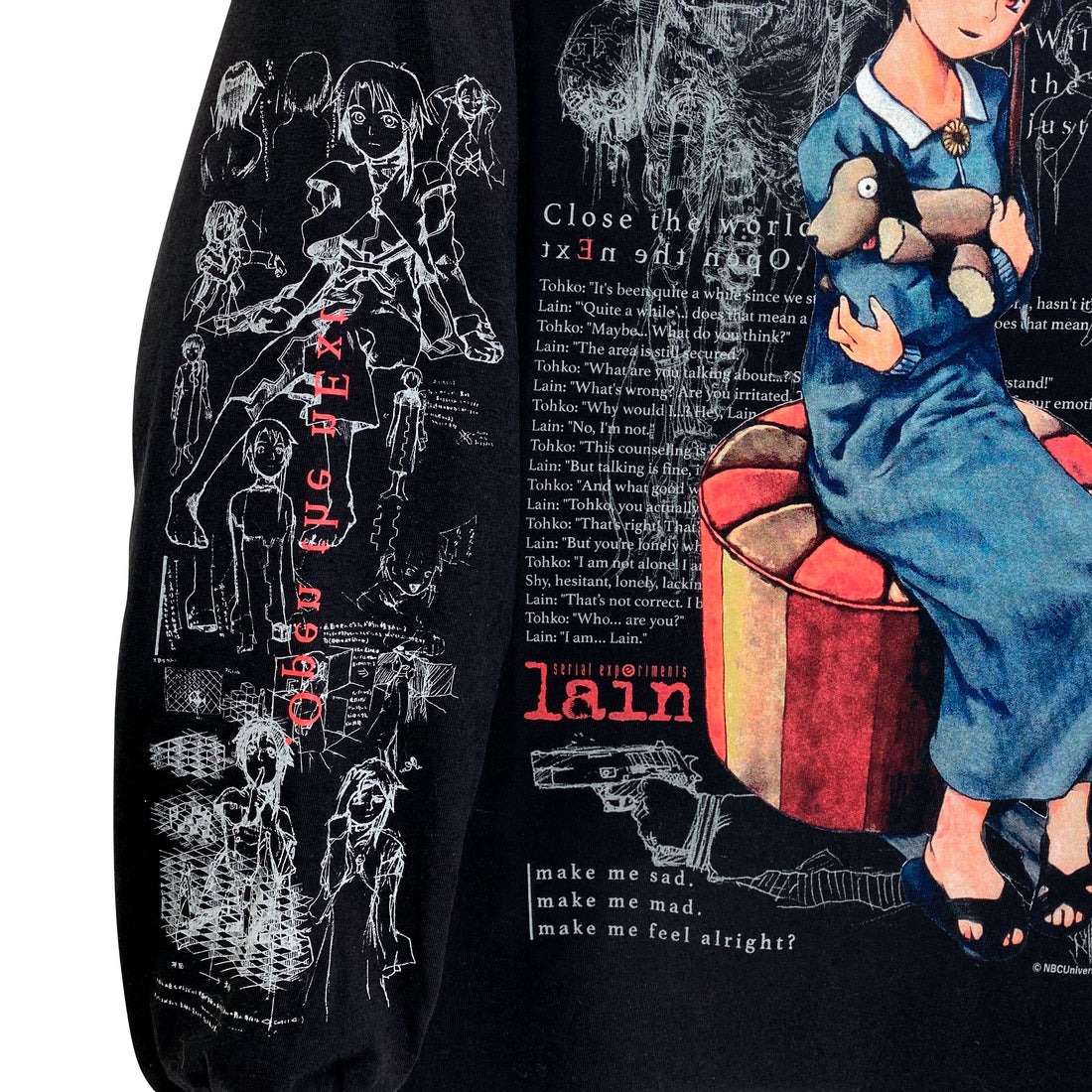 Serial Experiments Lain x messa Lain Iwakura She Knows... Long-Sleeve T-Shirt in Black - official product photo 4
