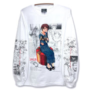 Serial Experiments Lain x messa Lain Iwakura She Knows... Long-Sleeve T-Shirt in White - official product photo 1