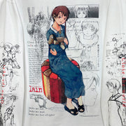 Serial Experiments Lain x messa Lain Iwakura She Knows... Long-Sleeve T-Shirt in White - official product photo 3