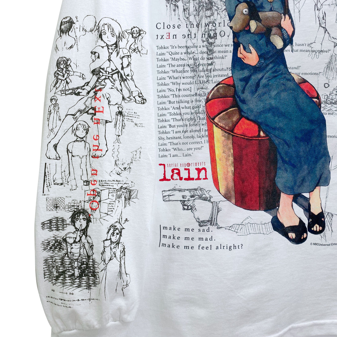 Serial Experiments Lain x messa Lain Iwakura She Knows... Long-Sleeve T-Shirt in White - official product photo 4