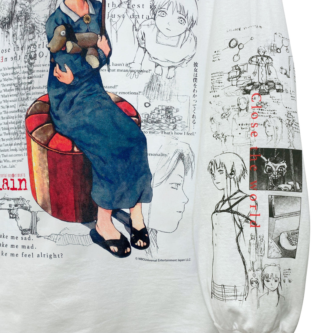Serial Experiments Lain x messa Lain Iwakura She Knows... Long-Sleeve T-Shirt in White - official product photo 5