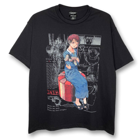Serial Experiments Lain x messa Lain Iwakura She Knows... T-Shirt in Black - official product photo 1