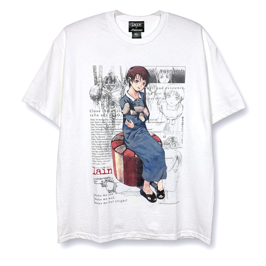 Serial Experiments Lain x messa Lain Iwakura She Knows... T-Shirt in White - official product photo 1