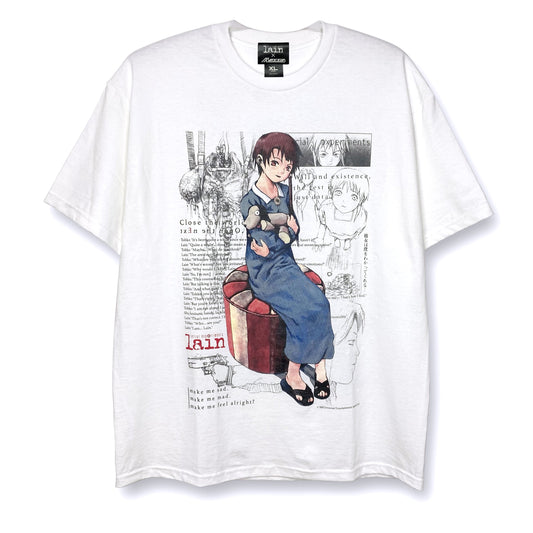 Serial Experiments Lain x messa Lain Iwakura She Knows... T-Shirt in White - official product photo 1
