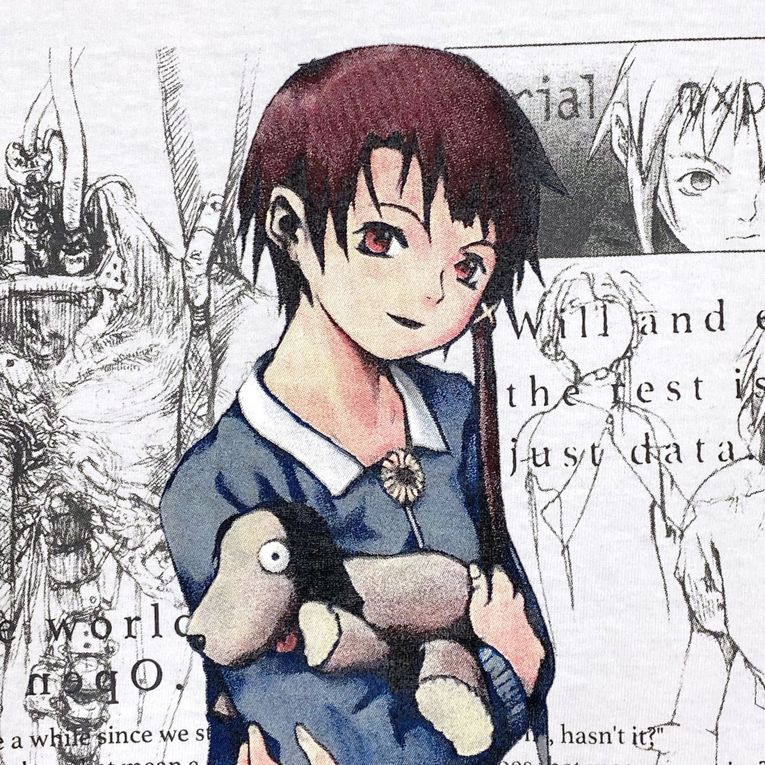 Serial Experiments Lain x messa Lain Iwakura She Knows... T-Shirt in White - official product photo 4