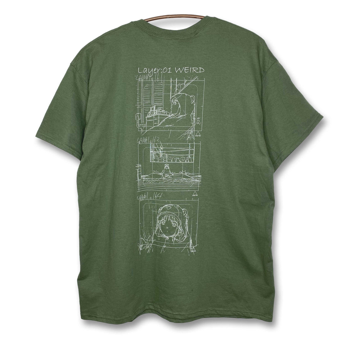 Serial Experiments Lain x messa Lain Iwakura The Green Room T-Shirt in Military Green - official product photo 2