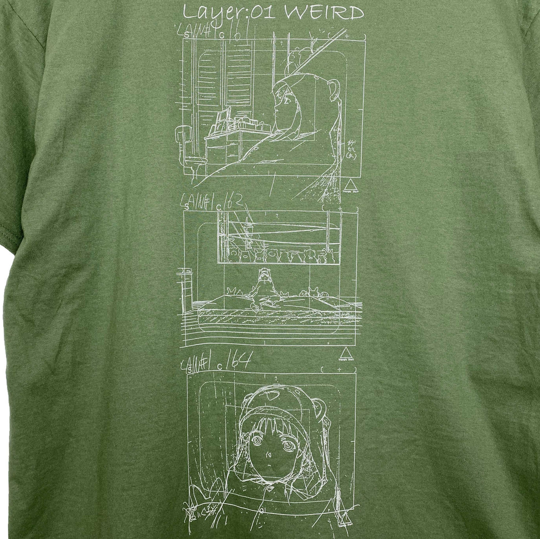 Serial Experiments Lain x messa Lain Iwakura The Green Room T-Shirt in Military Green - official product photo 6