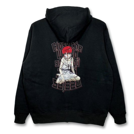 Serial Experiments Lain x messa Lain Iwakura Wired Maiden Embroidered Zip Hoodie in Black - official product photo 1