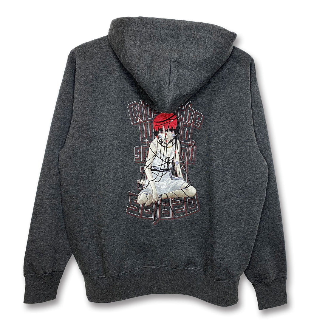 Serial Experiments Lain x messa Lain Iwakura Wired Maiden Embroidered Zip Hoodie in Sumi - official product photo 1