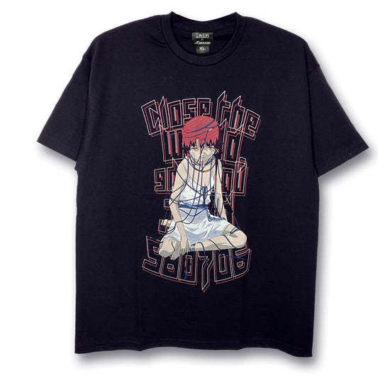 Serial Experiments Lain x messa Lain Iwakura Wired Maiden T-Shirt in Black - official product photo 1