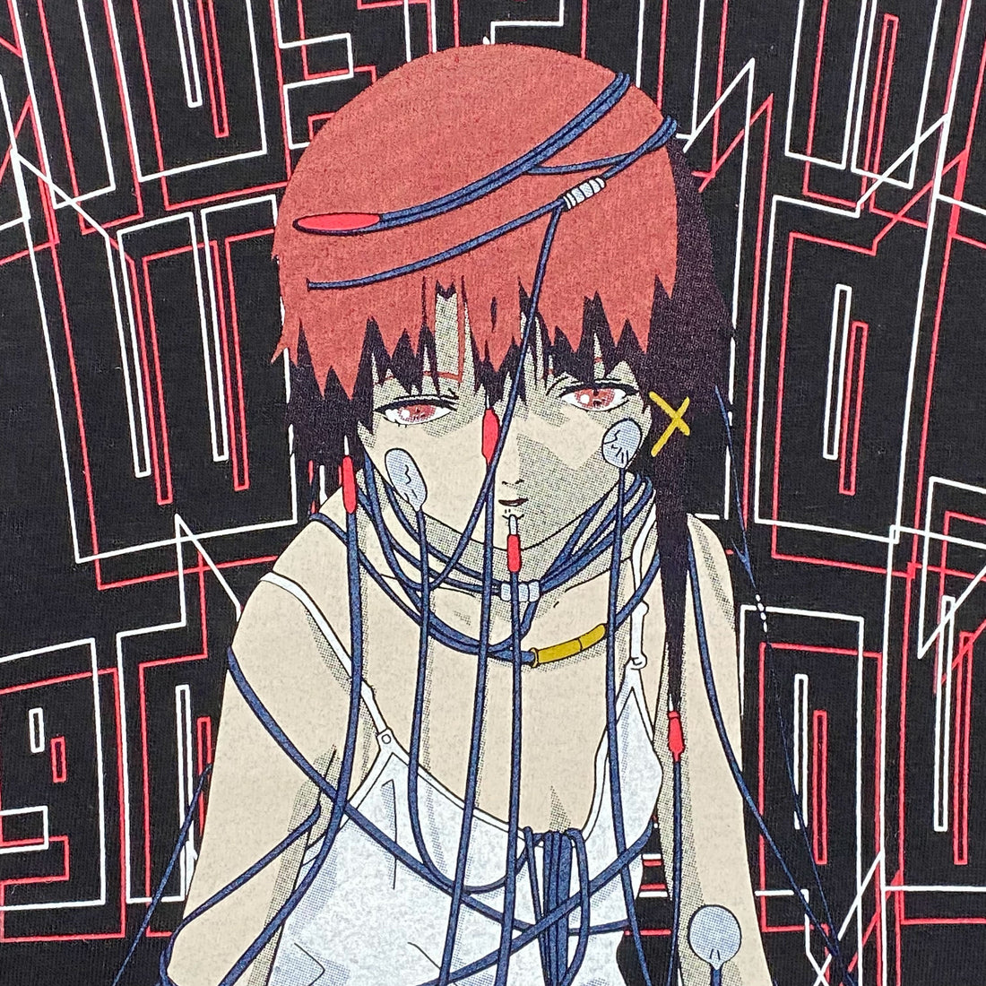 Serial Experiments Lain x messa Lain Iwakura Wired Maiden T-Shirt in Black - official product photo 4