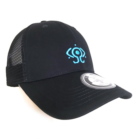 Serial Experiments Lain x messa Tachibana Research Institute Embroidered Mesh Cap in Black - official product photo 1