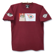 TEXHNOLYZE x NUMBER 3 Ran Behind the Mask T-Shirt in Burgundy - official product photo 1