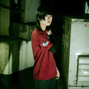 TEXHNOLYZE x NUMBER 3 Ran Behind the Mask T-Shirt in Burgundy - official product photo 6