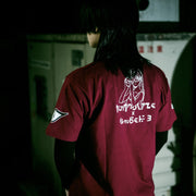 TEXHNOLYZE x NUMBER 3 Ran Behind the Mask T-Shirt in Burgundy - official product photo 8