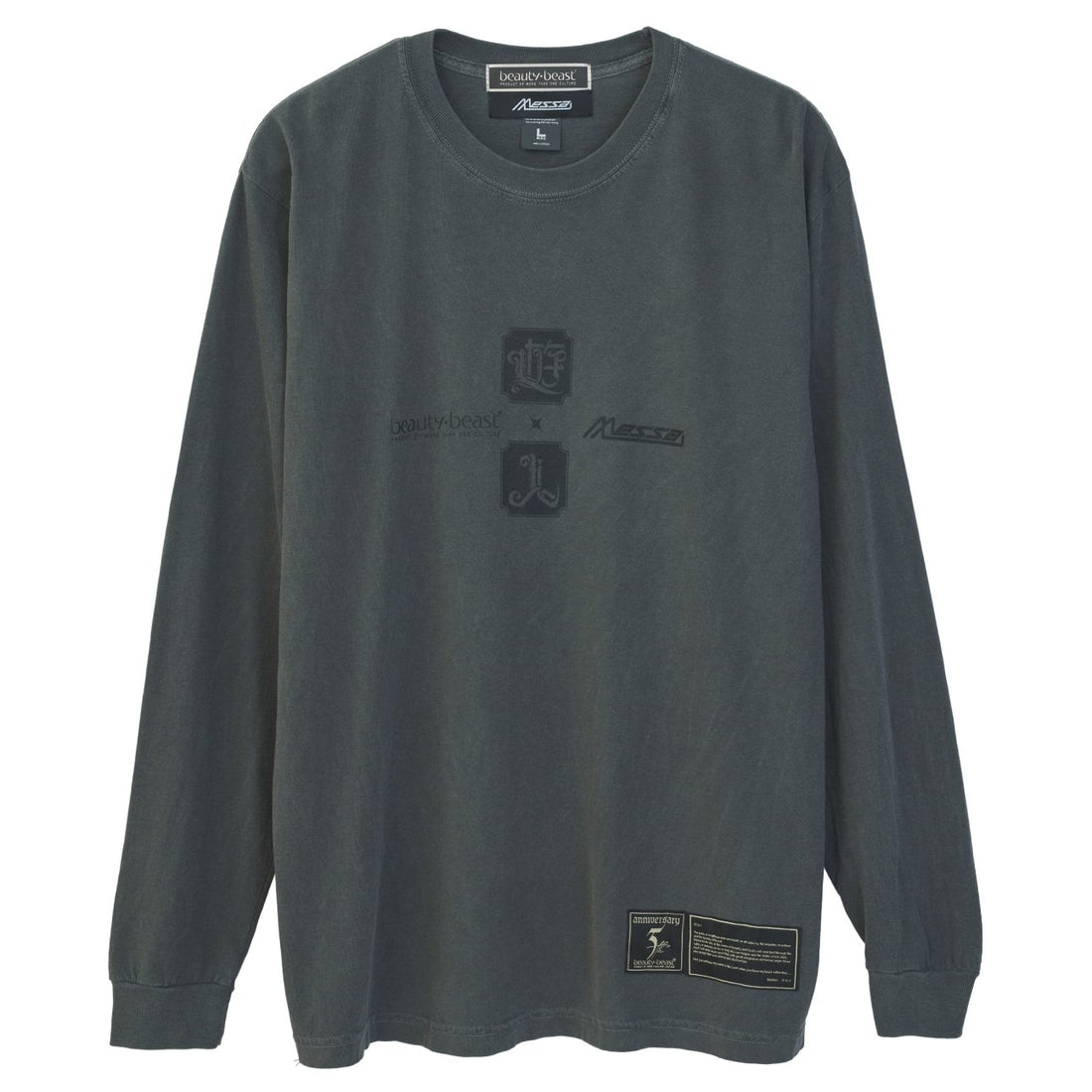 U-jin x beauty:beast x messa Angel Touch Long-Sleeve T-Shirt in Charcoal - official product photo 2