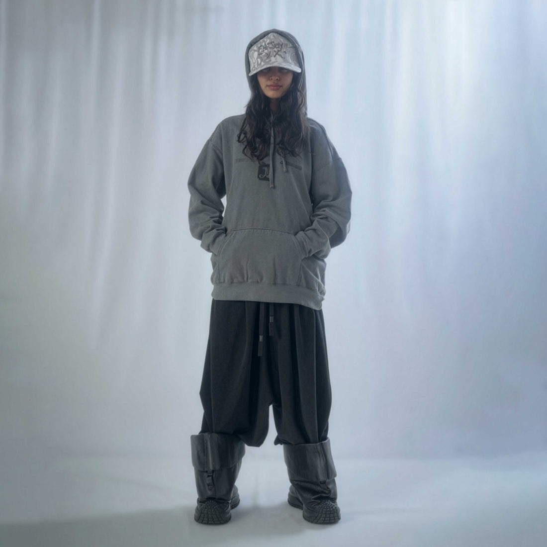 U-jin x beauty:beast x messa Sailor Angel Pullover Hoodie in Charcoal - official product photo 5